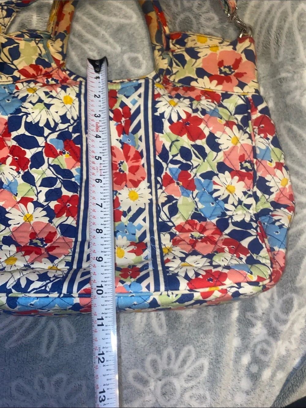 Floral Quilted Tote Bag - Blue Multicolor